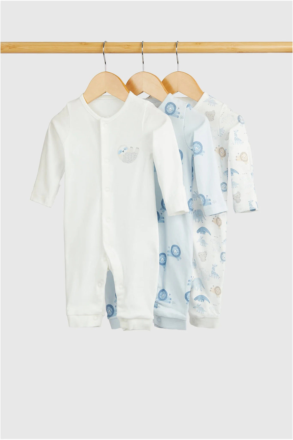 Mothercare - Lion and Elephant Sleepsuits - 3 Pack - MC332
