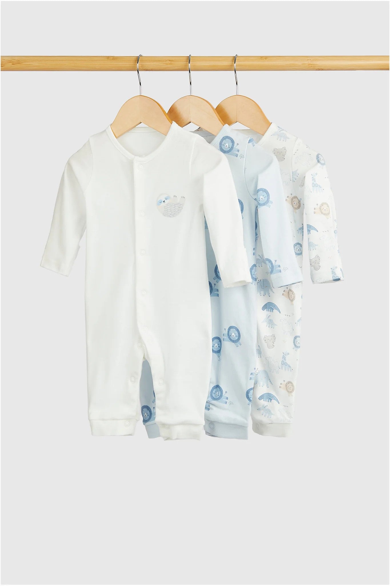 Mothercare - Lion and Elephant Sleepsuits - 3 Pack - MC332