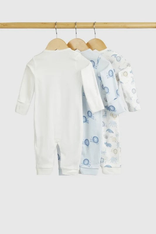 Mothercare - Lion and Elephant Sleepsuits - 3 Pack - MC332