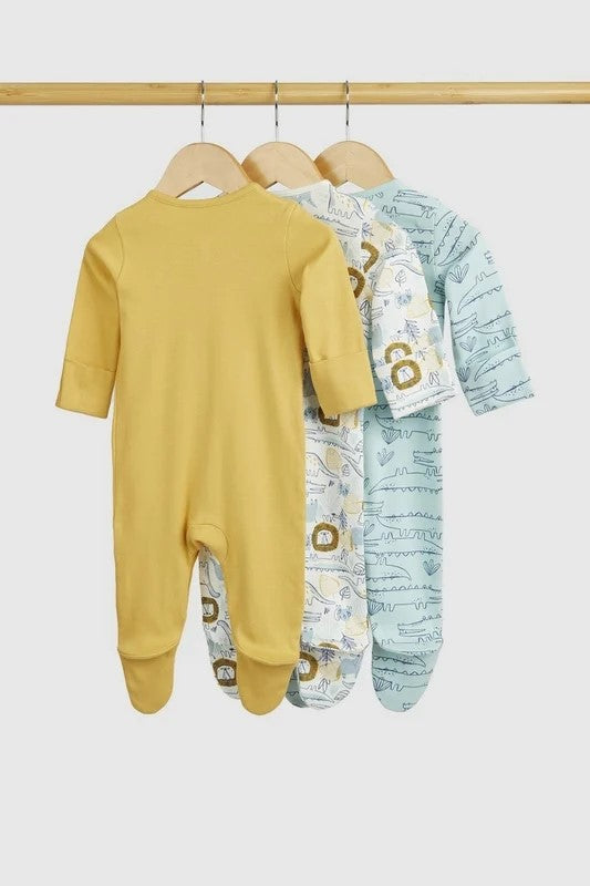 Mothercare - Safari Baby Sleepsuits - 3 Pack - MC344