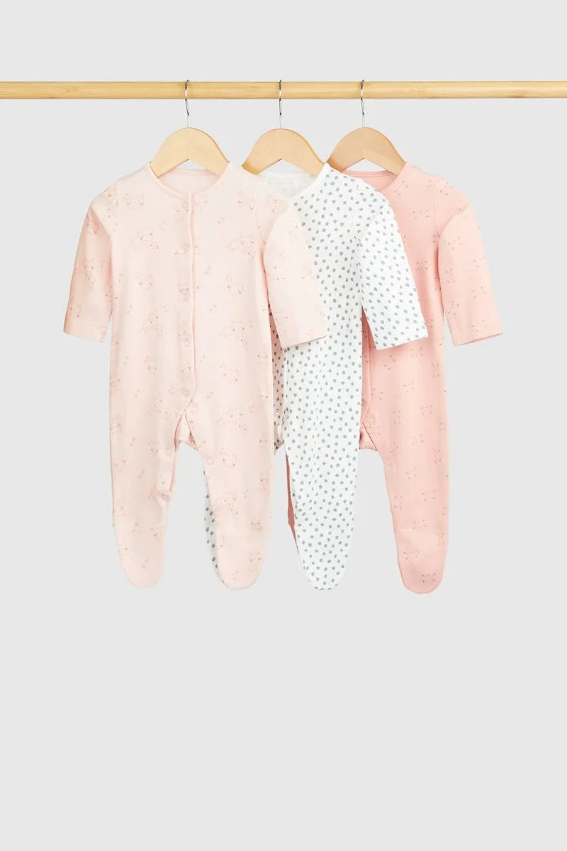 Mothercare - Cats Baby Sleepsuits - 3 Pack - MC353