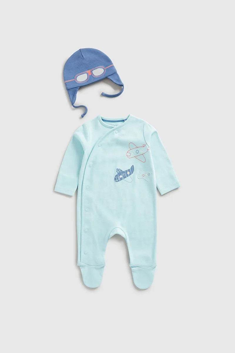 Mothercare - Plane All-in-One and Hat Set - MC356