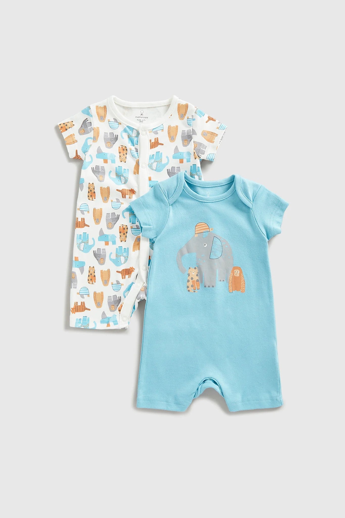 Mothercare - Mothercare Tiger And Elephant Rompers - 2 Pack  - MC357