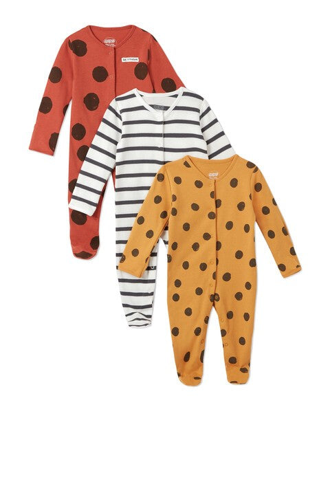 Mamas & Papas - Large Spot Sleepsuits 3 Pack - MP011