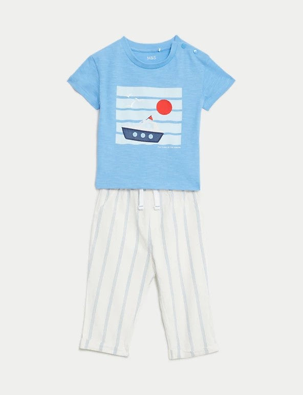Marks & Spencer - 2 piece boat striped outfit - M&S015