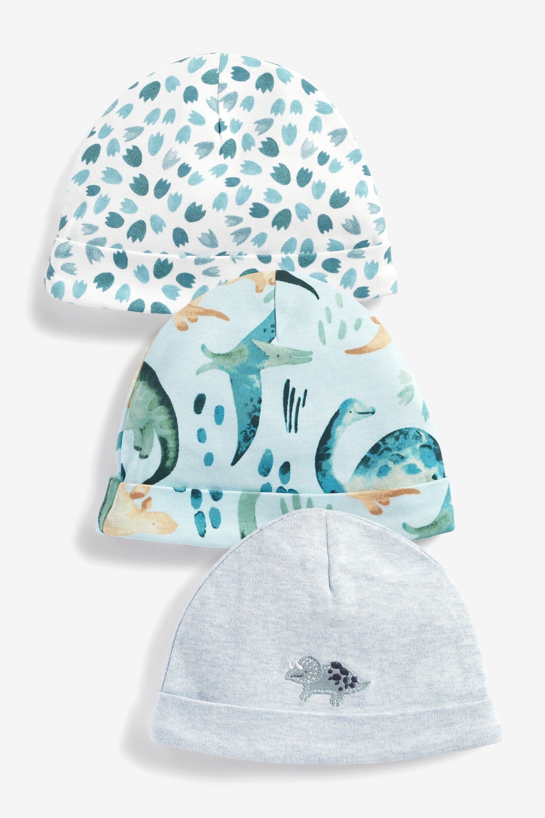 Next - Baby Blue Dinosaur 3 Pack Hats - NXT033