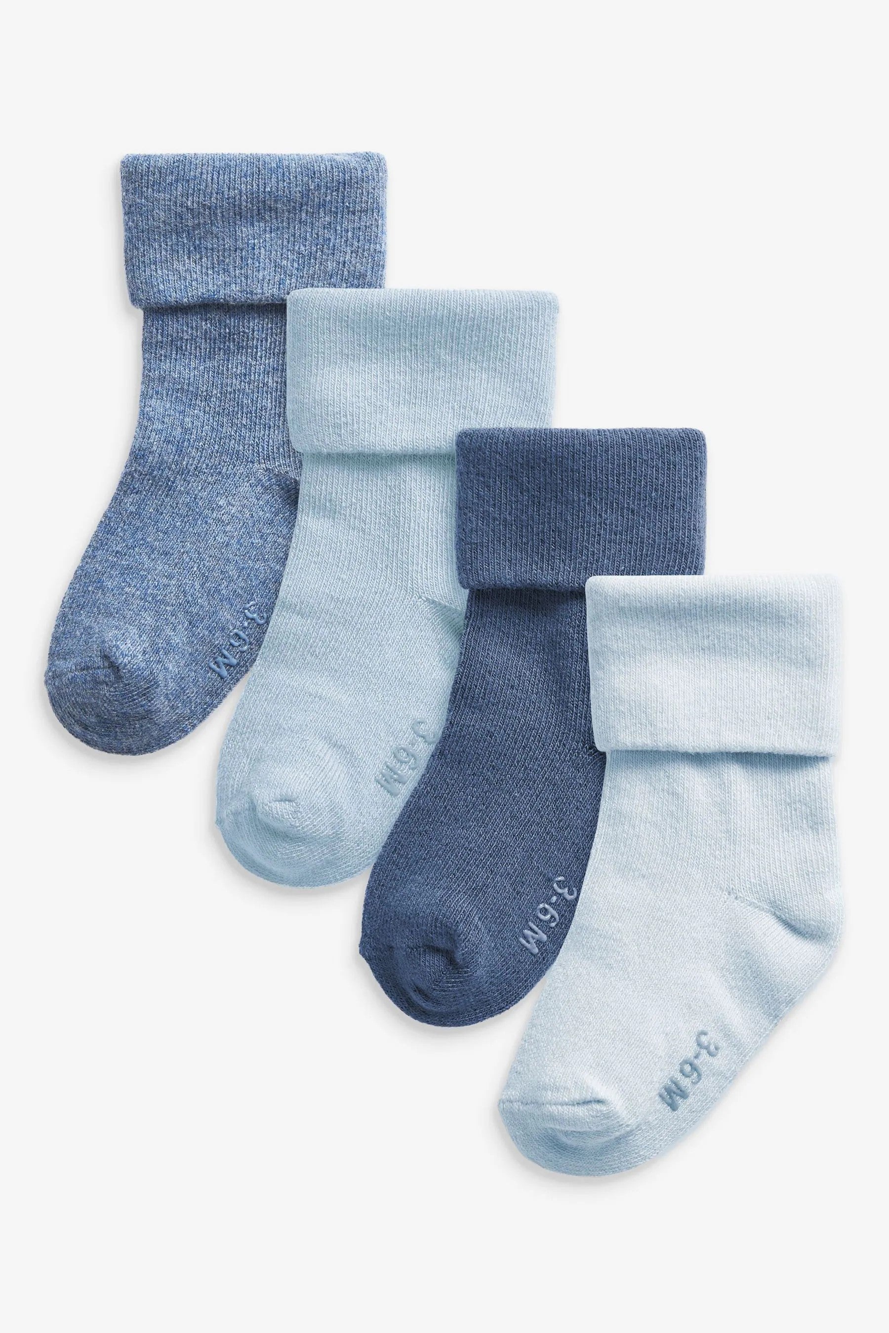 Next - 4 Pack Roll Top Baby Socks - Blue - NXT133