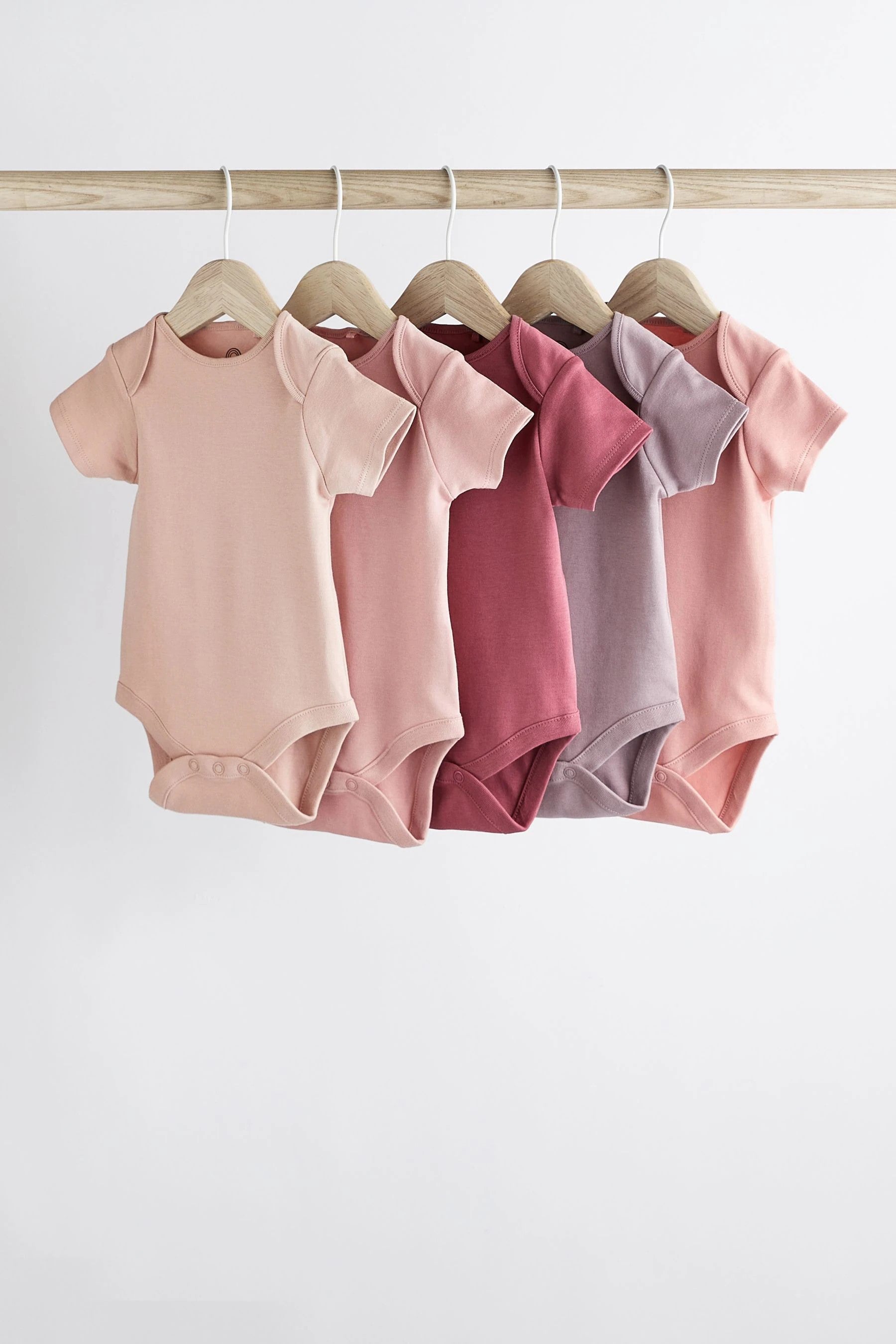Next - Pink Baby 5 Pack Essential Short Sleeve Bodysuits  - NXT150