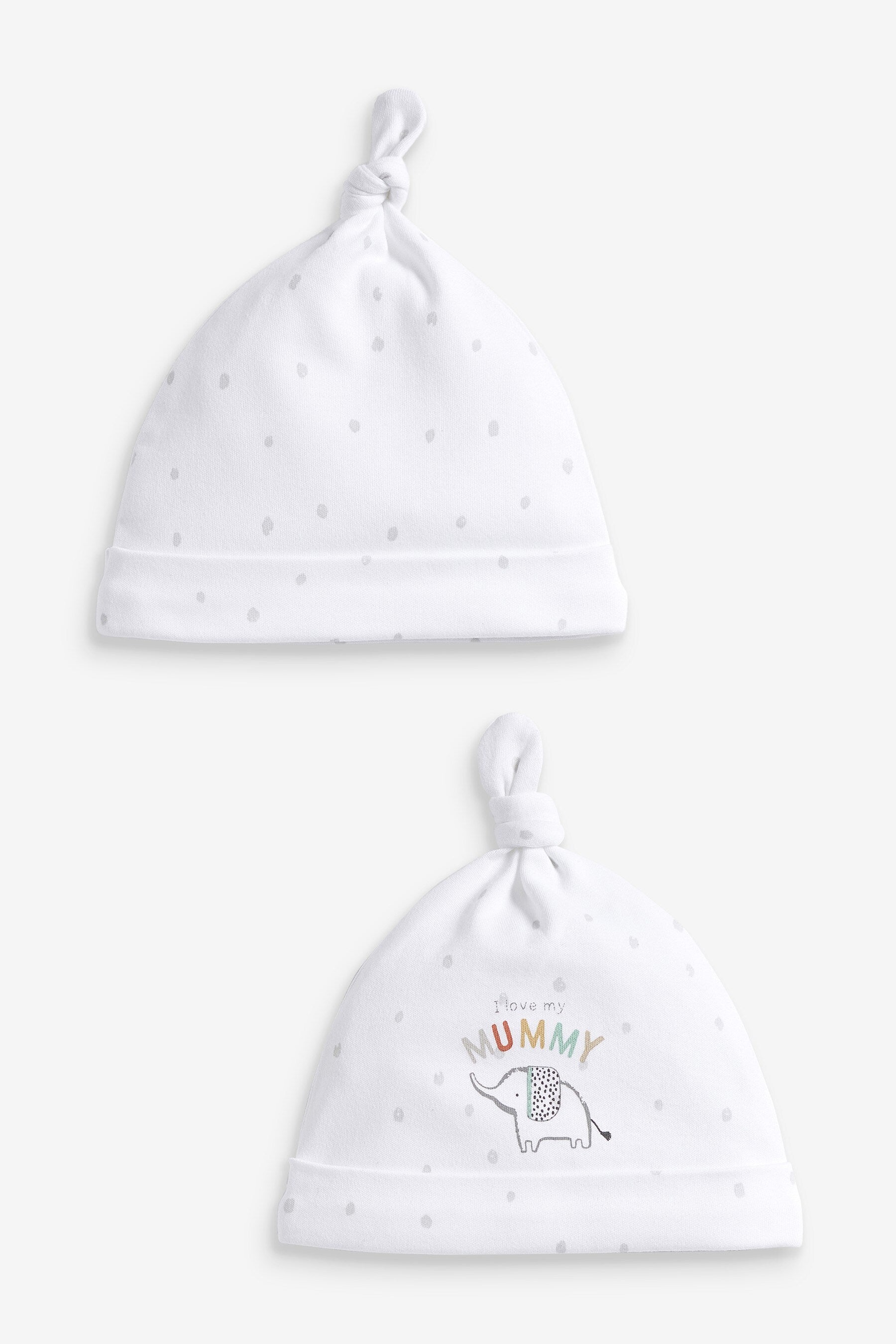 Next - Mummy Elephant Tie Top Baby Hats 2 Packs - NXT170