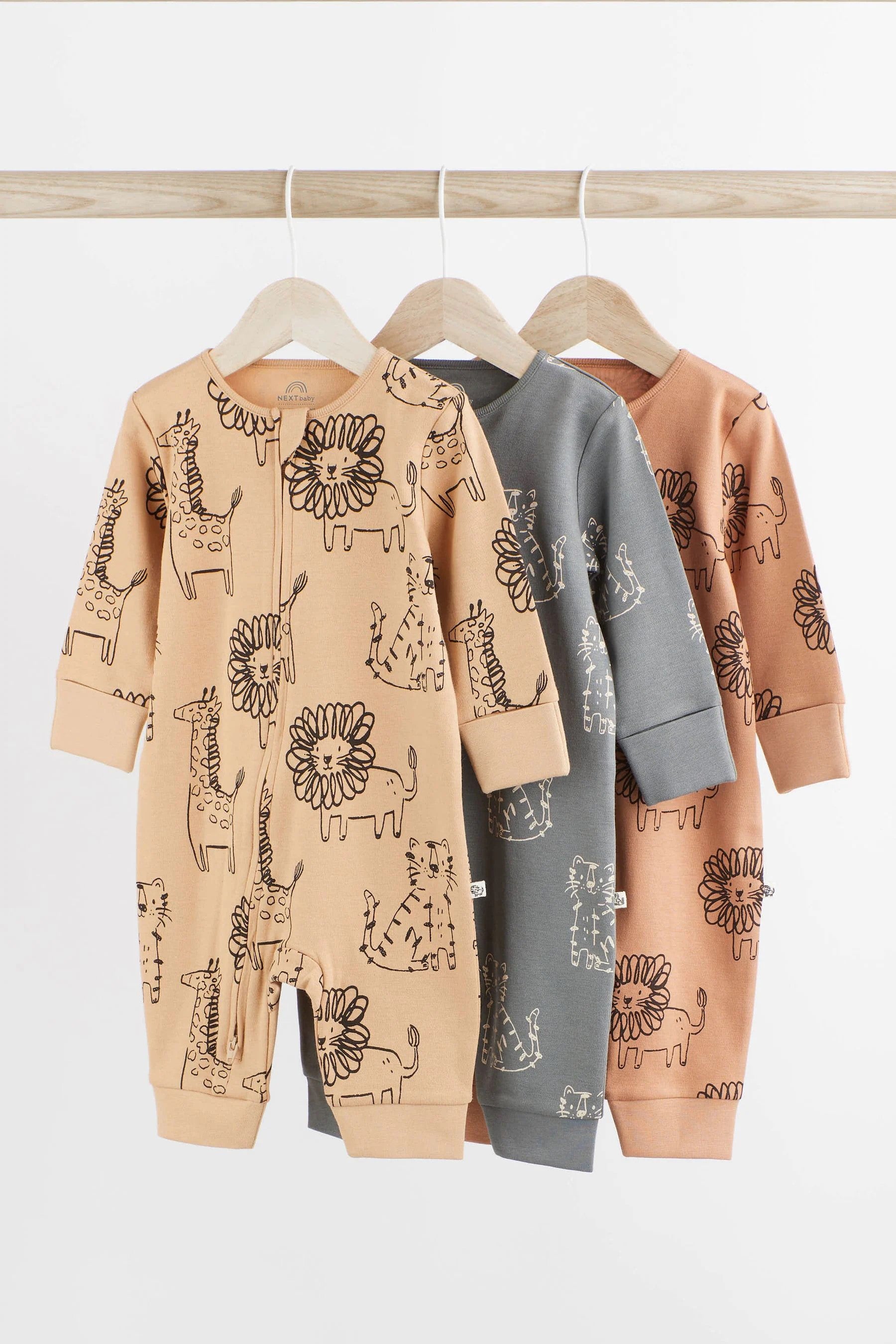 Next - Neutral Baby Footless Sleepsuit With Zip 3 Pack - NXT176