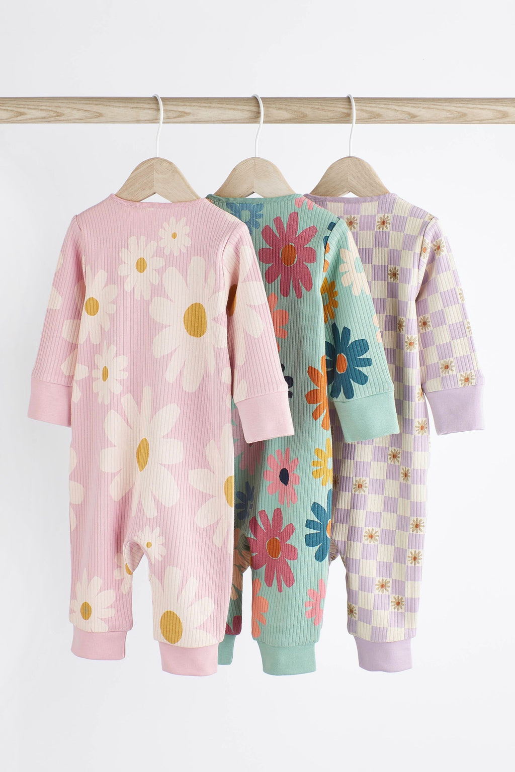 Next - Sage Green Baby Footless Sleepsuits 3 Pack  - NXT201