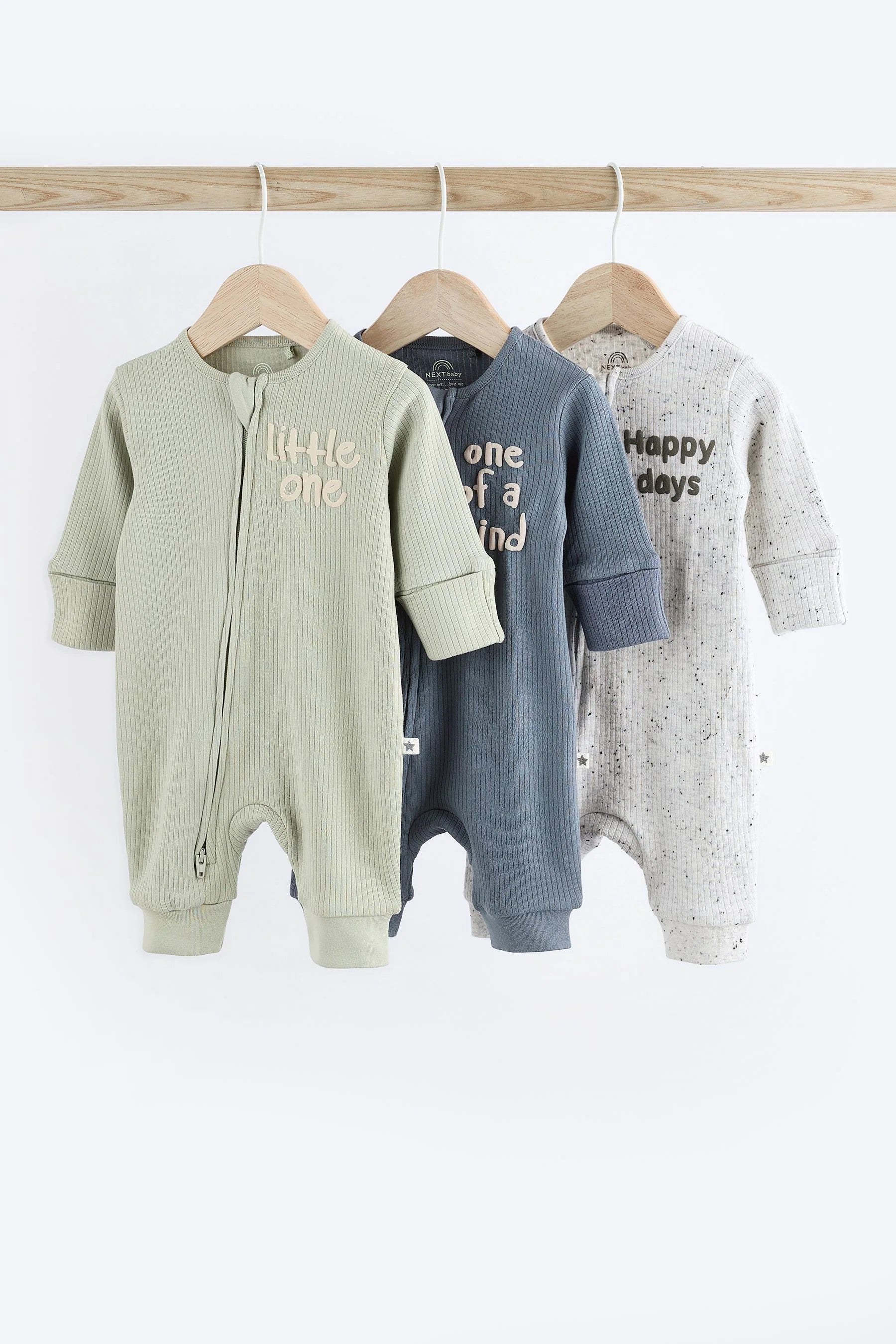 Next - Footless Zip 3 Pack Baby Sleepsuits - NXT211