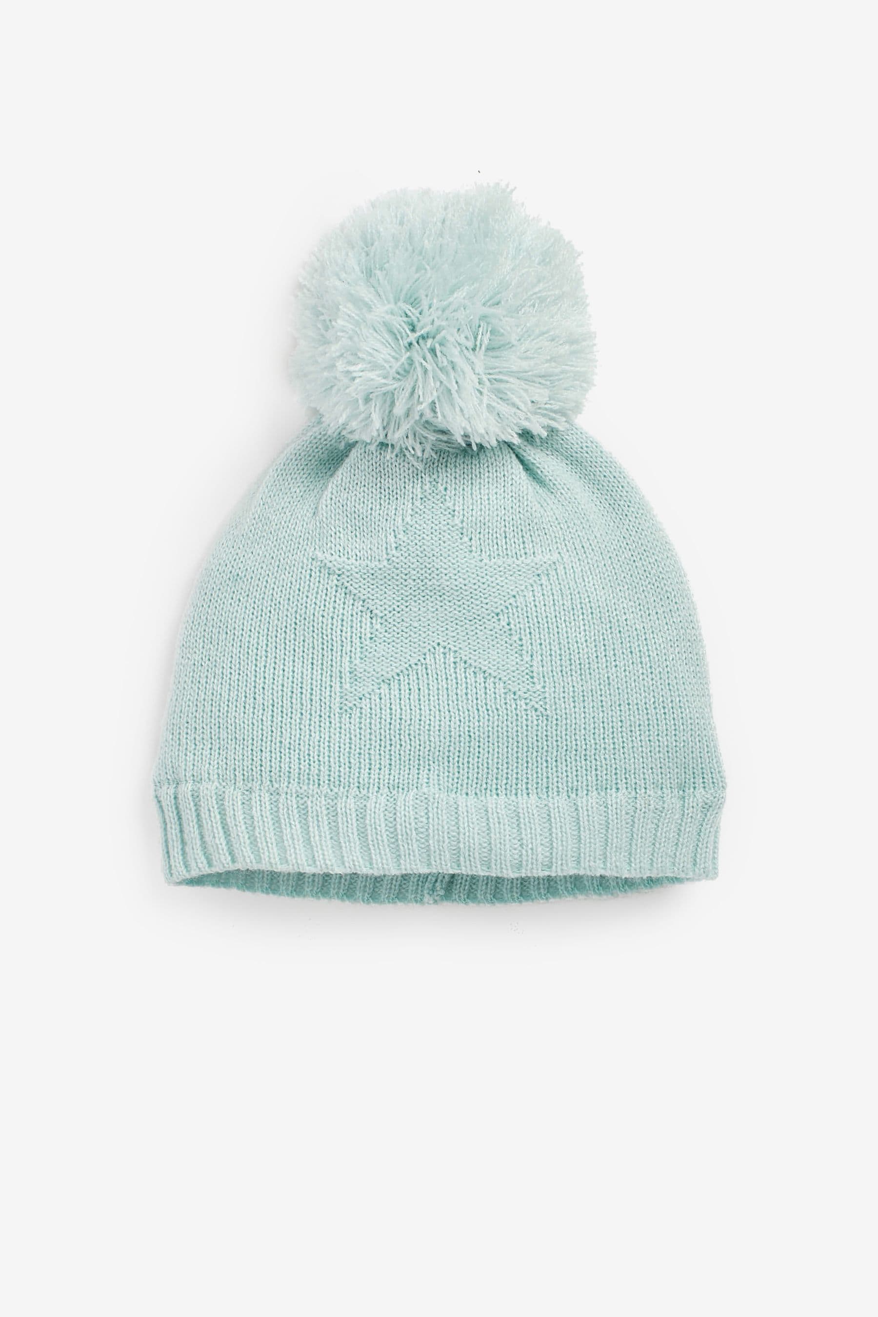 Next - Blue Knitted Baby Star Pom Hat  - NXT212