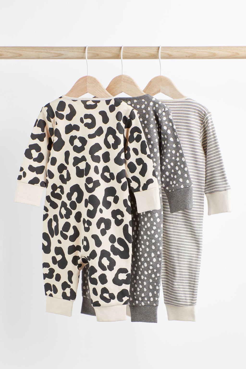 Next - Monochrome Baby Footless Zip Sleepsuits 3 Pack - NXT218