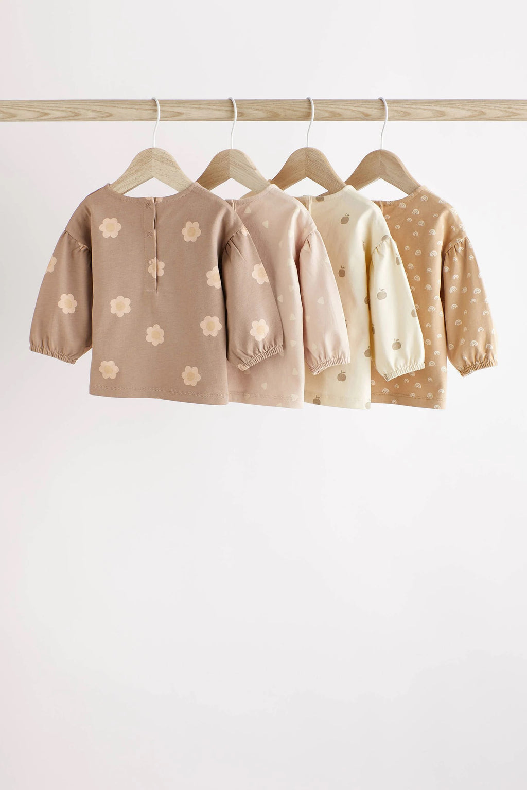 Next - Chocolate Brown/ Pink All Over Print Baby Long Sleeve Tops 4 Pack - NXT224