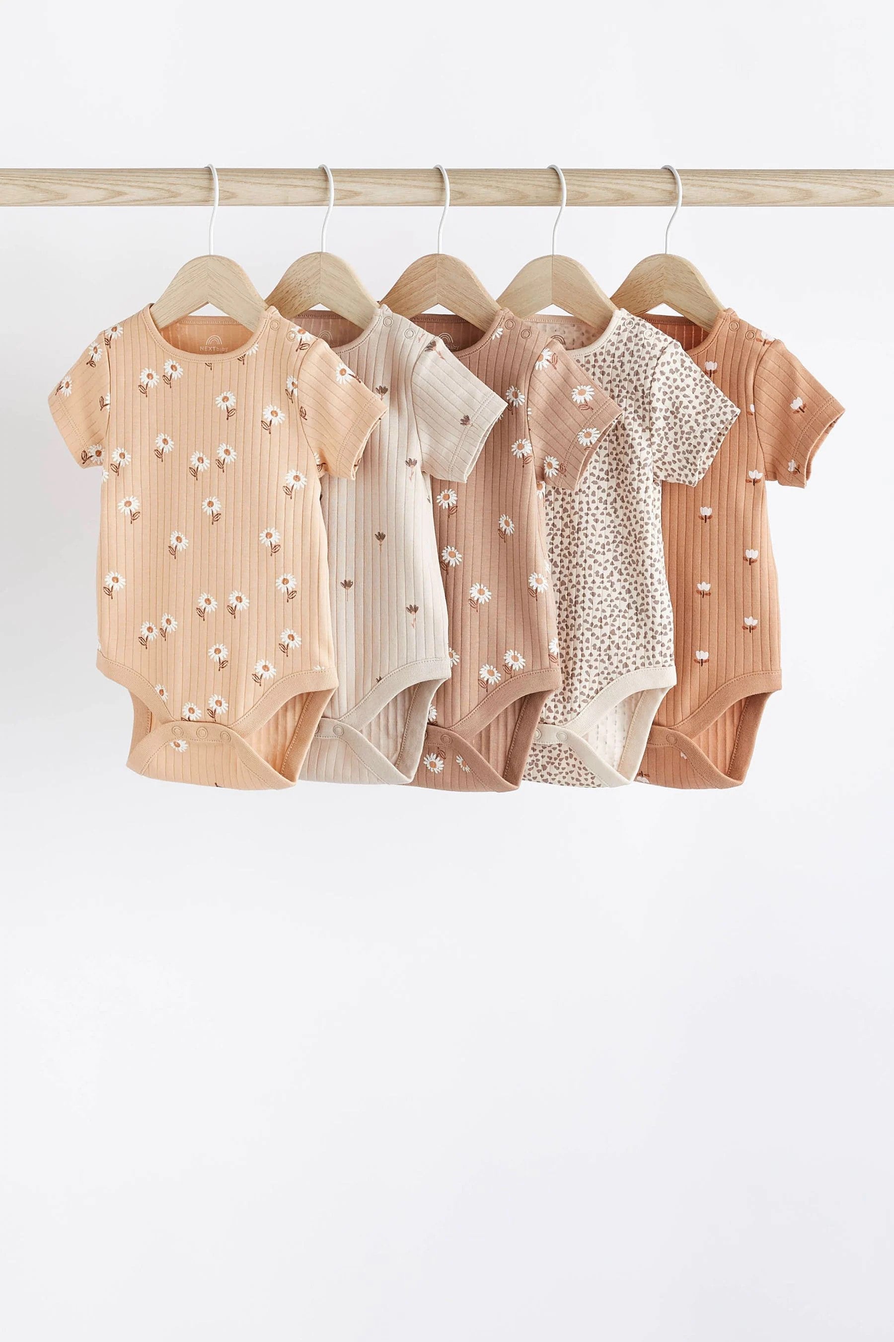 Next - Neutral Baby Short Sleeve Bodysuits 5 Pack - NXT225
