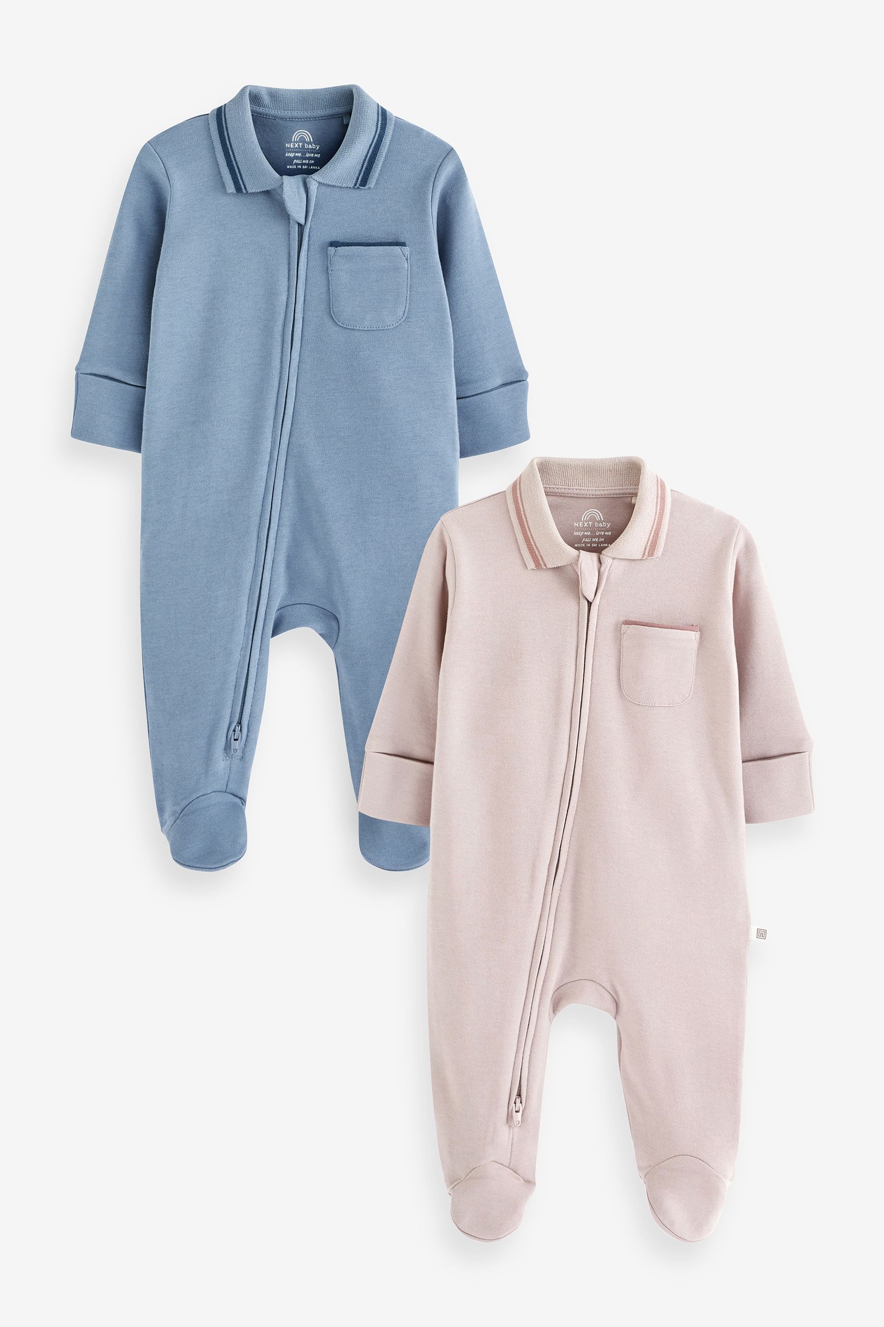 Next - Neutral Baby Collared Sleepsuits 2 Pack  - NXT226