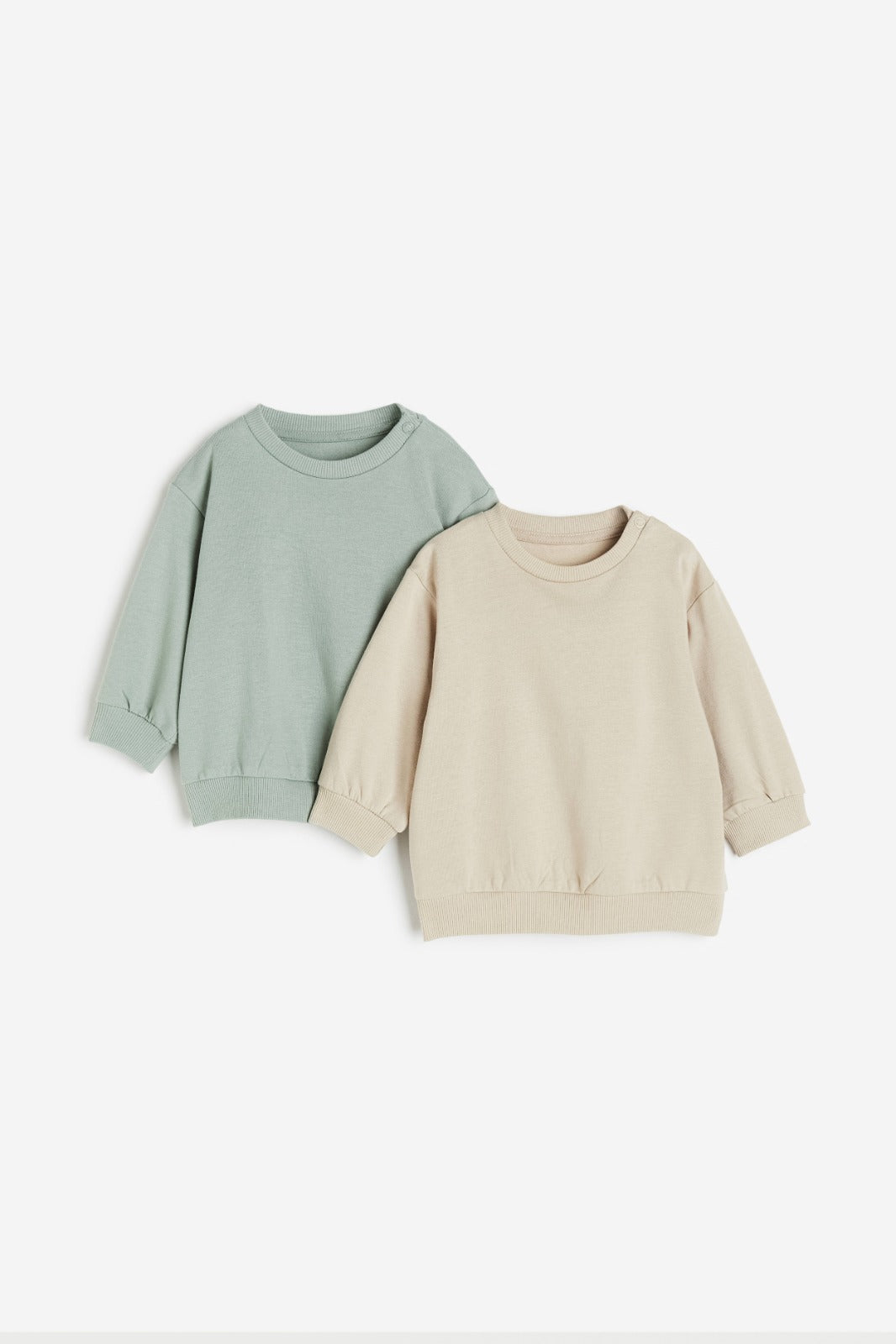 H&M - Pack of 2 cotton sweatshirts - light green/beige - HM701